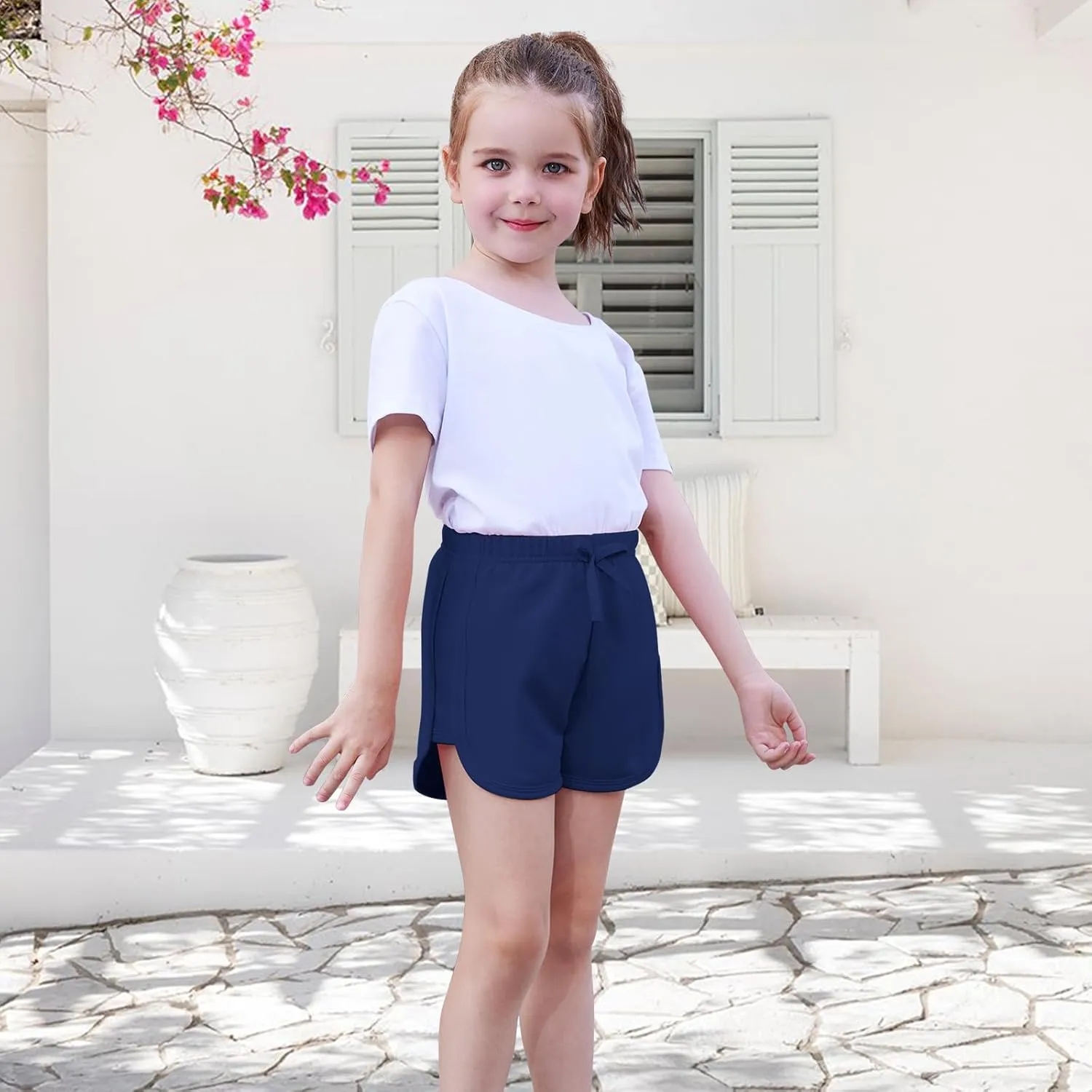 2 Pack Toddler Baby Girl Shorts Solid Little Girls Shorts Baby Summer Athletic Pants with Drawstring 18M-6T