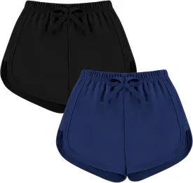 2 Pack Toddler Baby Girl Shorts Solid Little Girls Shorts Baby Summer Athletic Pants with Drawstring 18M-6T