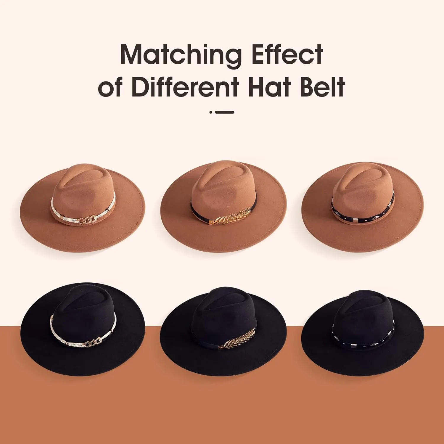 2 Pack Wide Brim Stylish Felt Panama Hats for Women & Men - Classic Fedora Hats With Belt Buckle