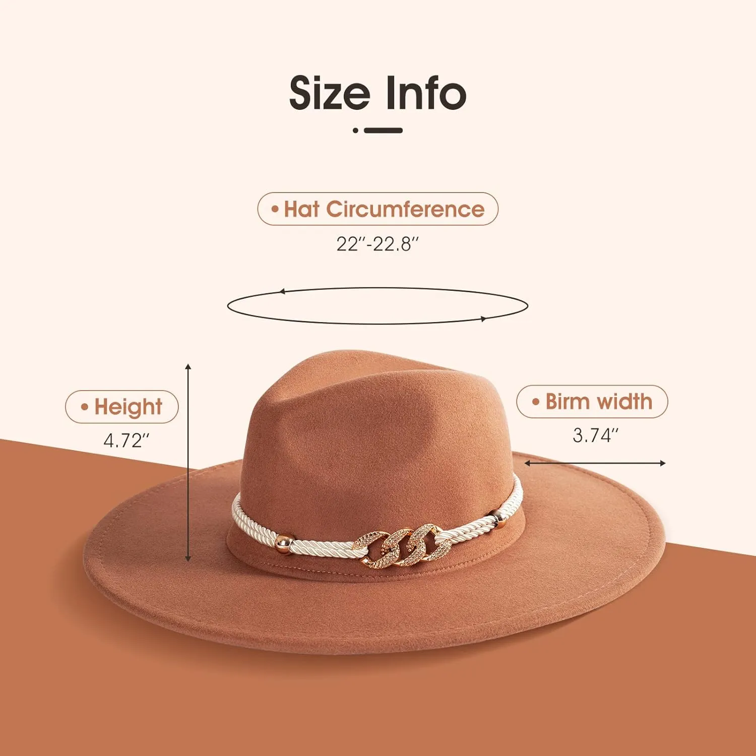 2 Pack Wide Brim Stylish Felt Panama Hats for Women & Men - Classic Fedora Hats With Belt Buckle
