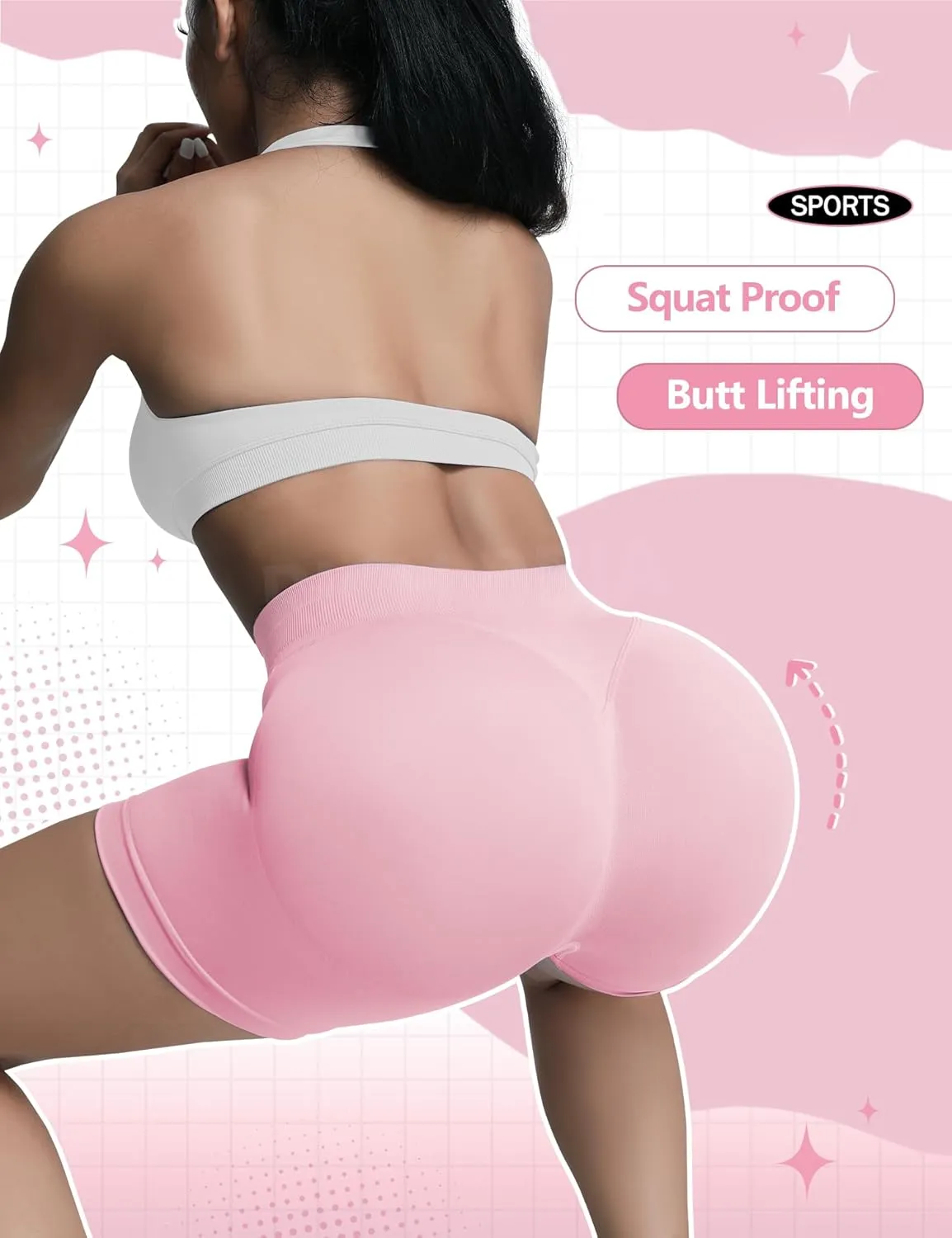 Butt Lifting Impact Shorts for Women Hidden Scrunch Booty Lift Gym Yoga Shorts Seamless Tummy Control 4.5"