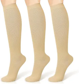 Compression Socks for Women Circulation (3 Pairs) 15-20 mmHg Support for Nurses Athletic Running Cycling Hiking Travel