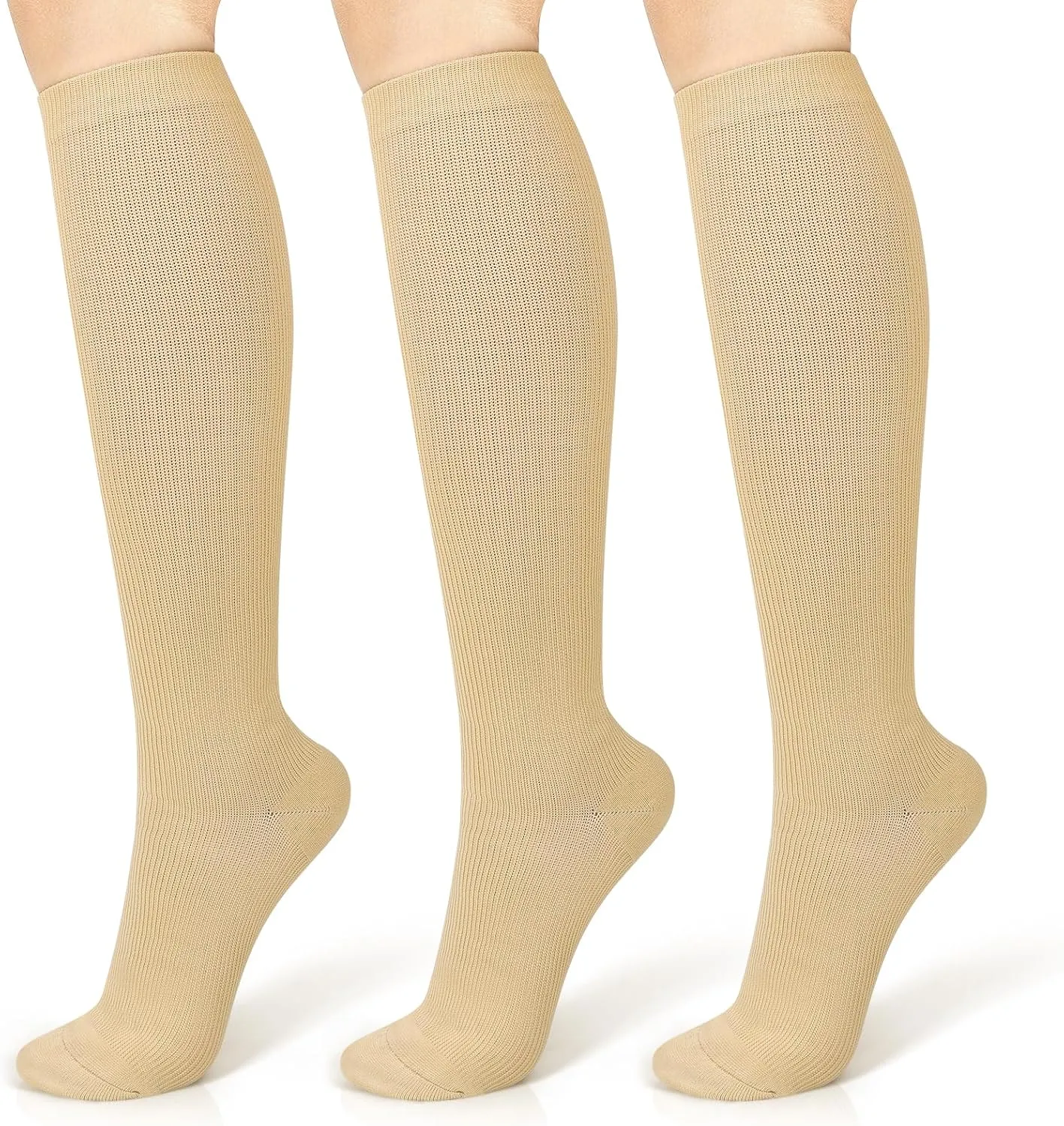 Compression Socks for Women Circulation (3 Pairs) 15-20 mmHg Support for Nurses Athletic Running Cycling Hiking Travel