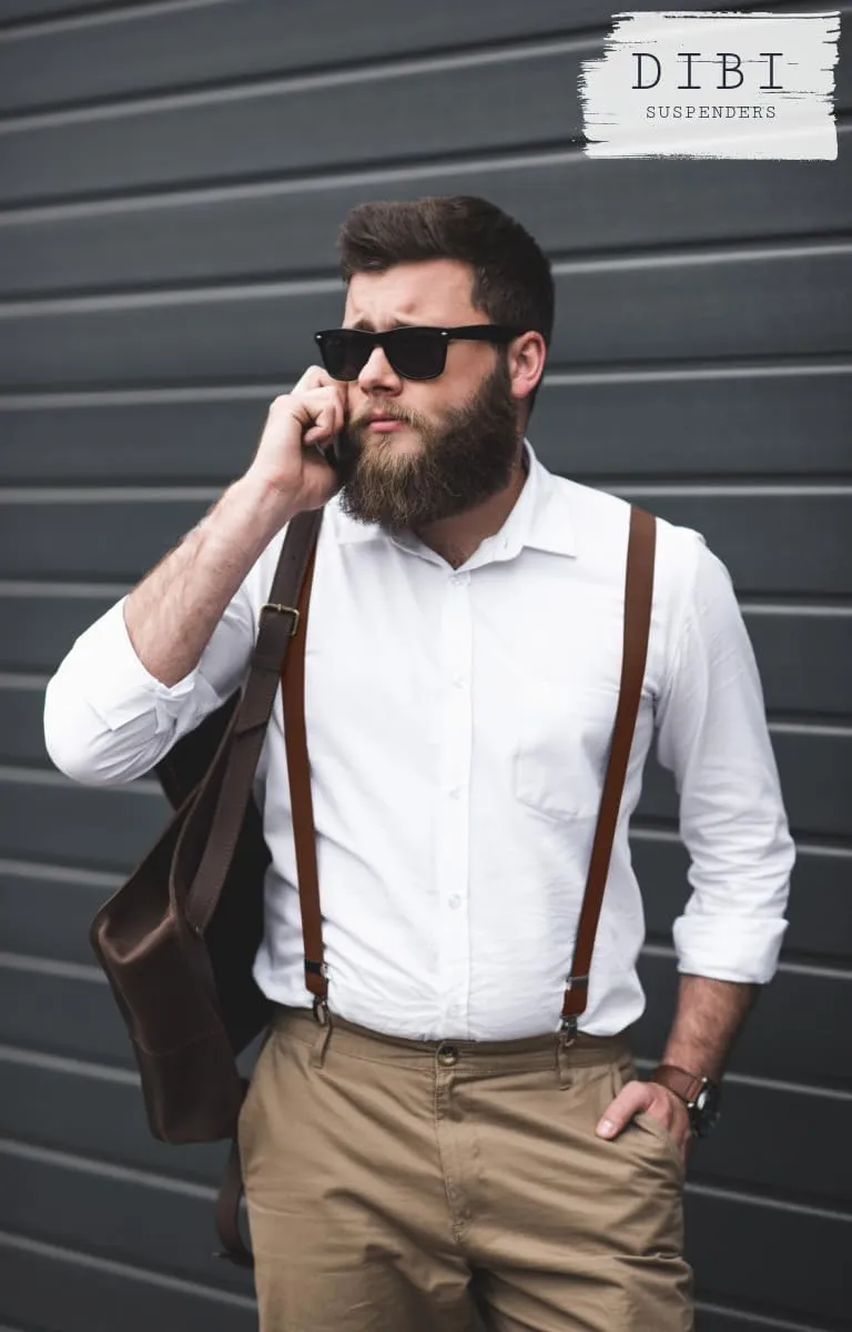 Dibi Mens Suspender with 3 Strong Clips Adjustable Braces