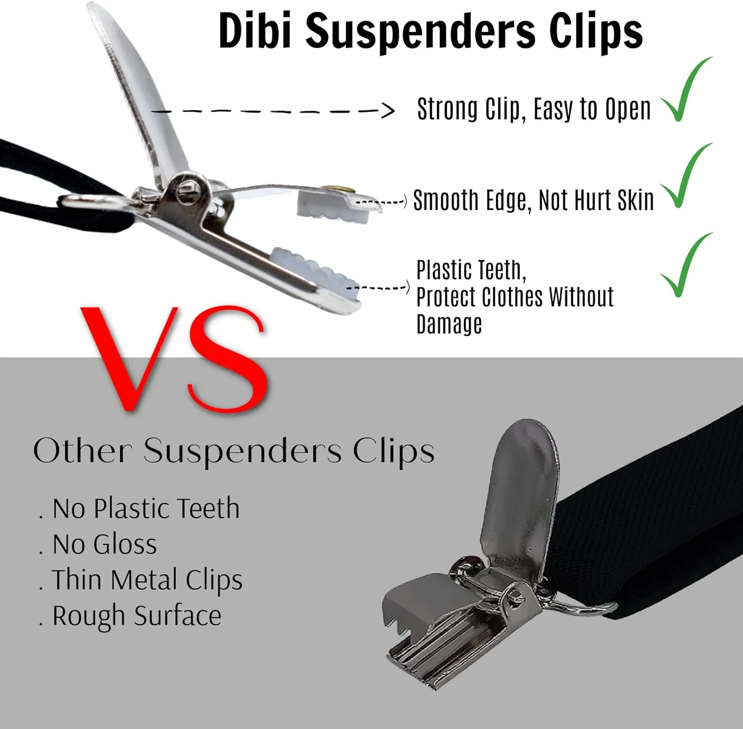 Dibi Mens Suspender with 3 Strong Clips Adjustable Braces