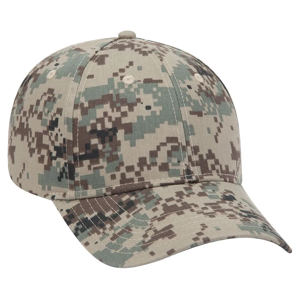 Digital Camouflage Cotton Blend Twill Six Panel Low Profile Baseball Cap