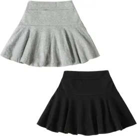 DREAM BUS 2 Pack Girl Pleated Skirts Built in Shorts Little Kid Tennis Skorts Toddler Girl Athletic Flowy Skorts Skirts