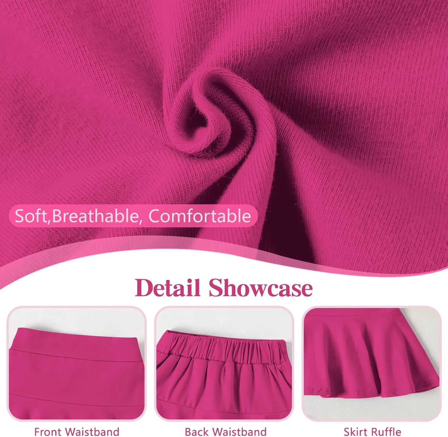 DREAM BUS 2 Pack Girl Pleated Skirts Built in Shorts Little Kid Tennis Skorts Toddler Girl Athletic Flowy Skorts Skirts