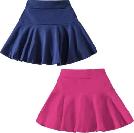 DREAM BUS 2 Pack Girl Pleated Skirts Built in Shorts Little Kid Tennis Skorts Toddler Girl Athletic Flowy Skorts Skirts