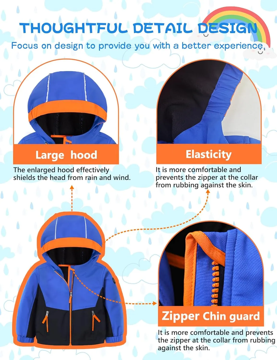GEMYSE Toddler Boys Jacket Waterproof Baby Kids Windbreaker Jacket Fleece Toddler Coat Spring Fall Outerwear