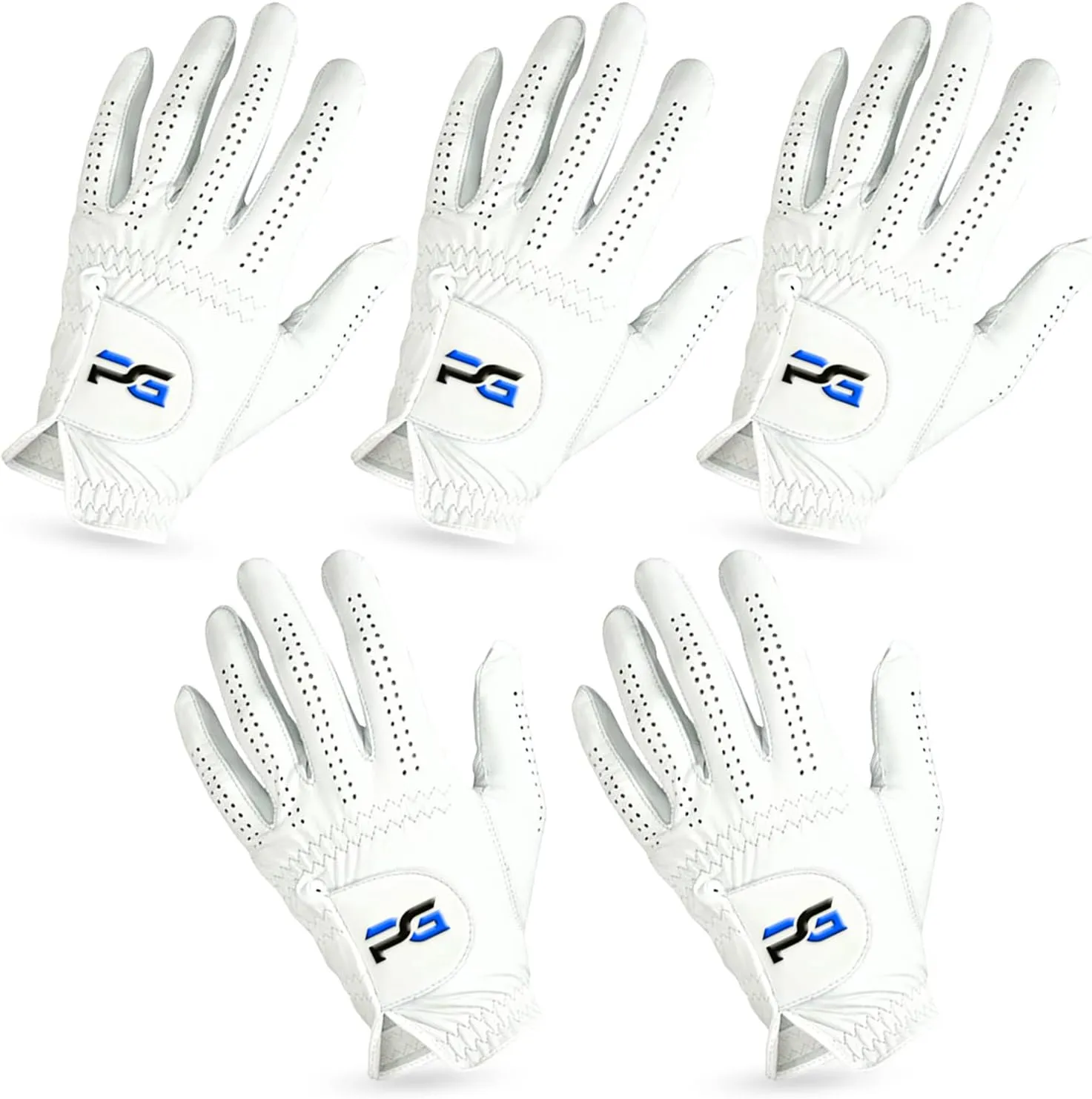 Gloves (5 Pack) Cabretta Leather, Premium Quality Mens Golf Gloves