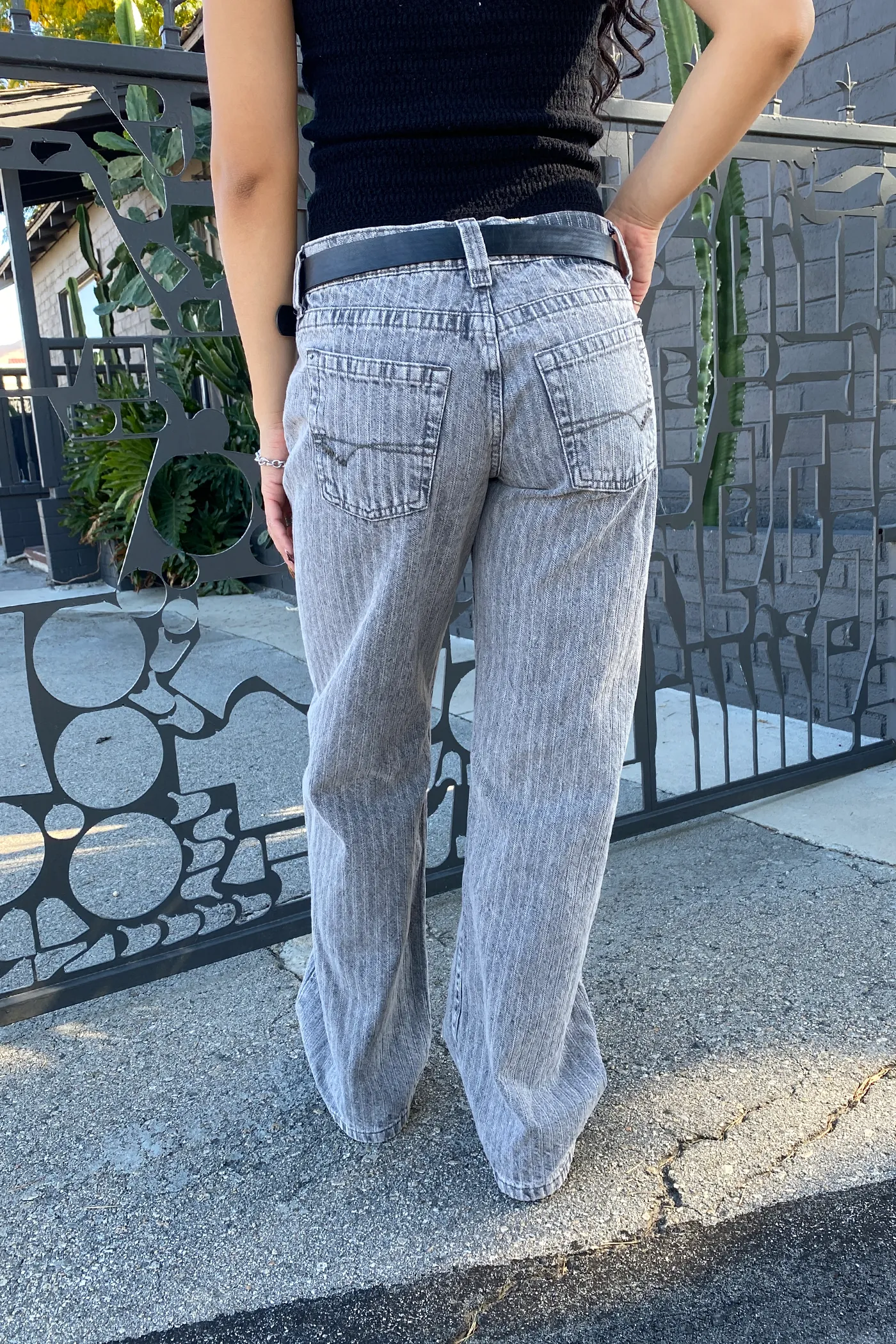 Kayla Grey Stripe Jeans by BDG