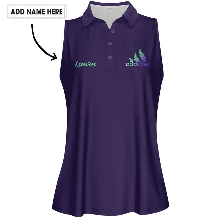 Personalized Name Gradient Par Then Bar Flamingo Women Sleeveless Polo Shirt