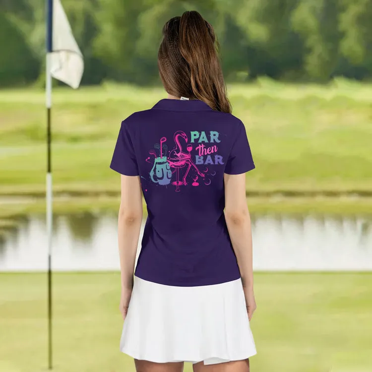 Personalized Name Gradient Par Then Bar Flamingo Women Sleeveless Polo Shirt