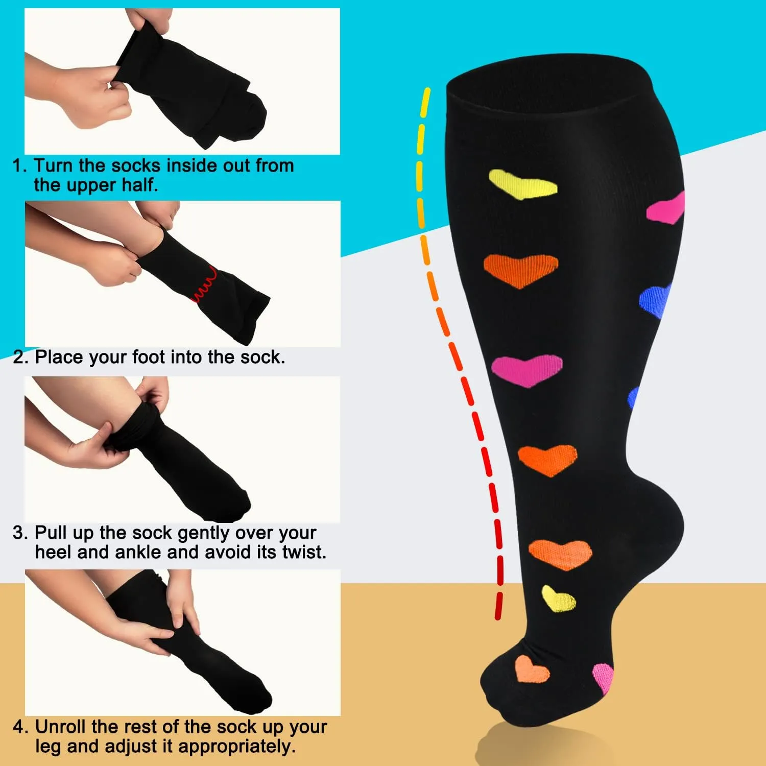 Plus Size Compression Socks for Women Men Wide Calf 15-20 mmHg Extra Large for Circulation Support Recovery