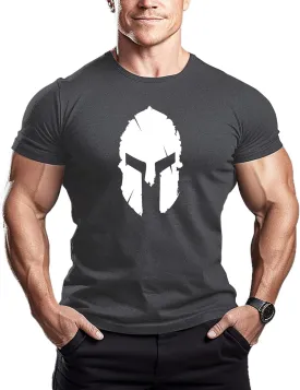 ReedCA Spartan Helmet - Mens Bodybuilding T-Shirt - Gym Training Top Fitness