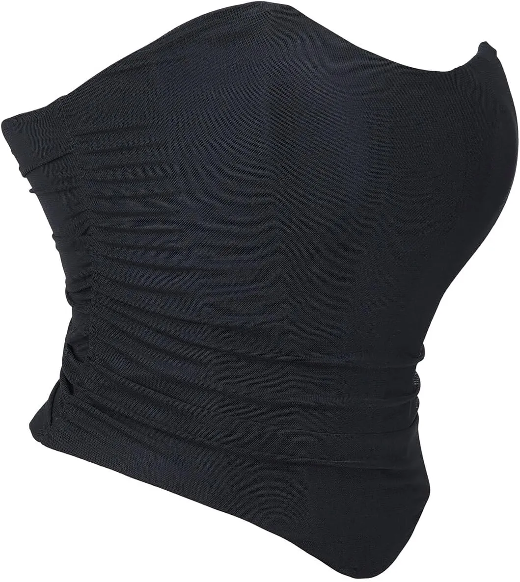 SHYMMUO Women Black Corset Tops Satin Summer Going Out Strapless Bustier Crop Top for Party,Gothic,Halloween Costumes