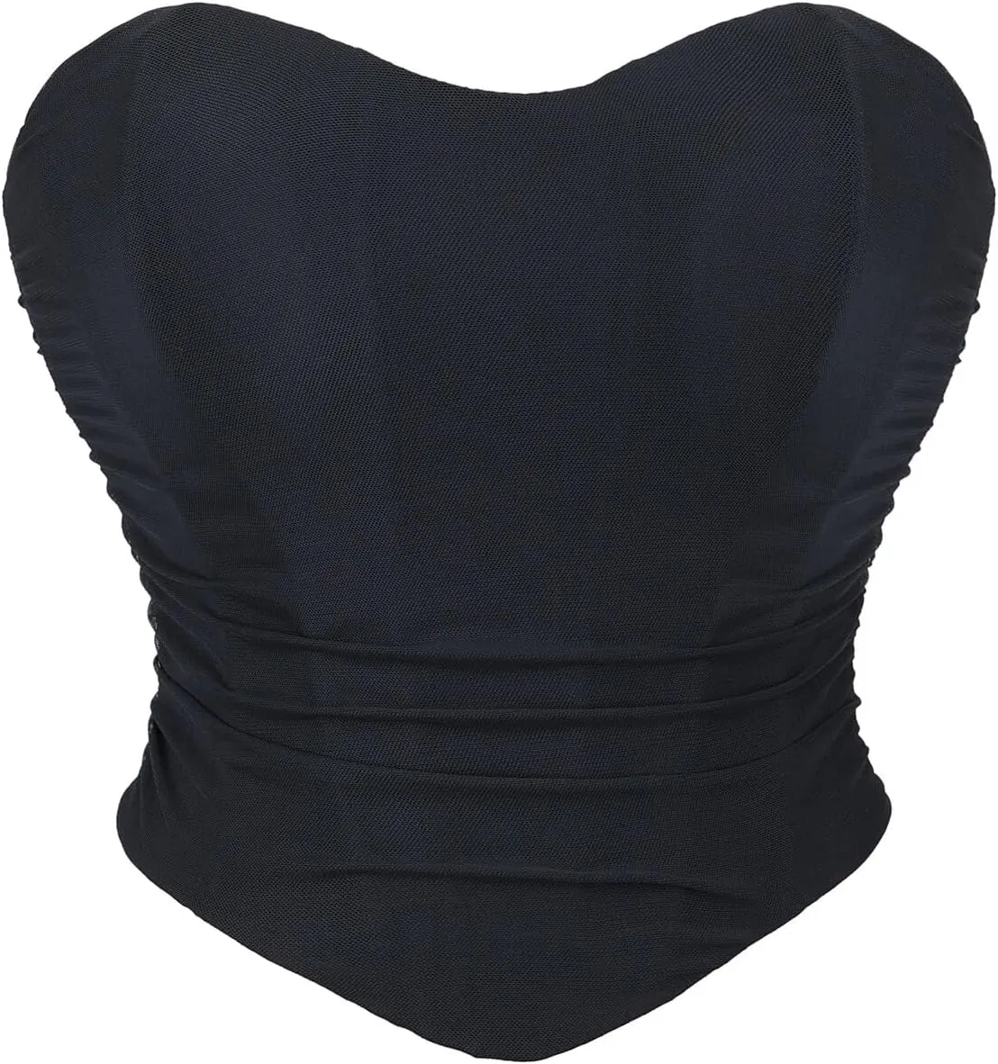 SHYMMUO Women Black Corset Tops Satin Summer Going Out Strapless Bustier Crop Top for Party,Gothic,Halloween Costumes