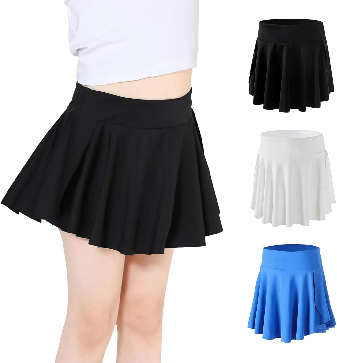 Skort Girls, Athletic Skirts for Tennis Golf, Butterfly Flowy Shorts for Kids, Shorts with Pocket