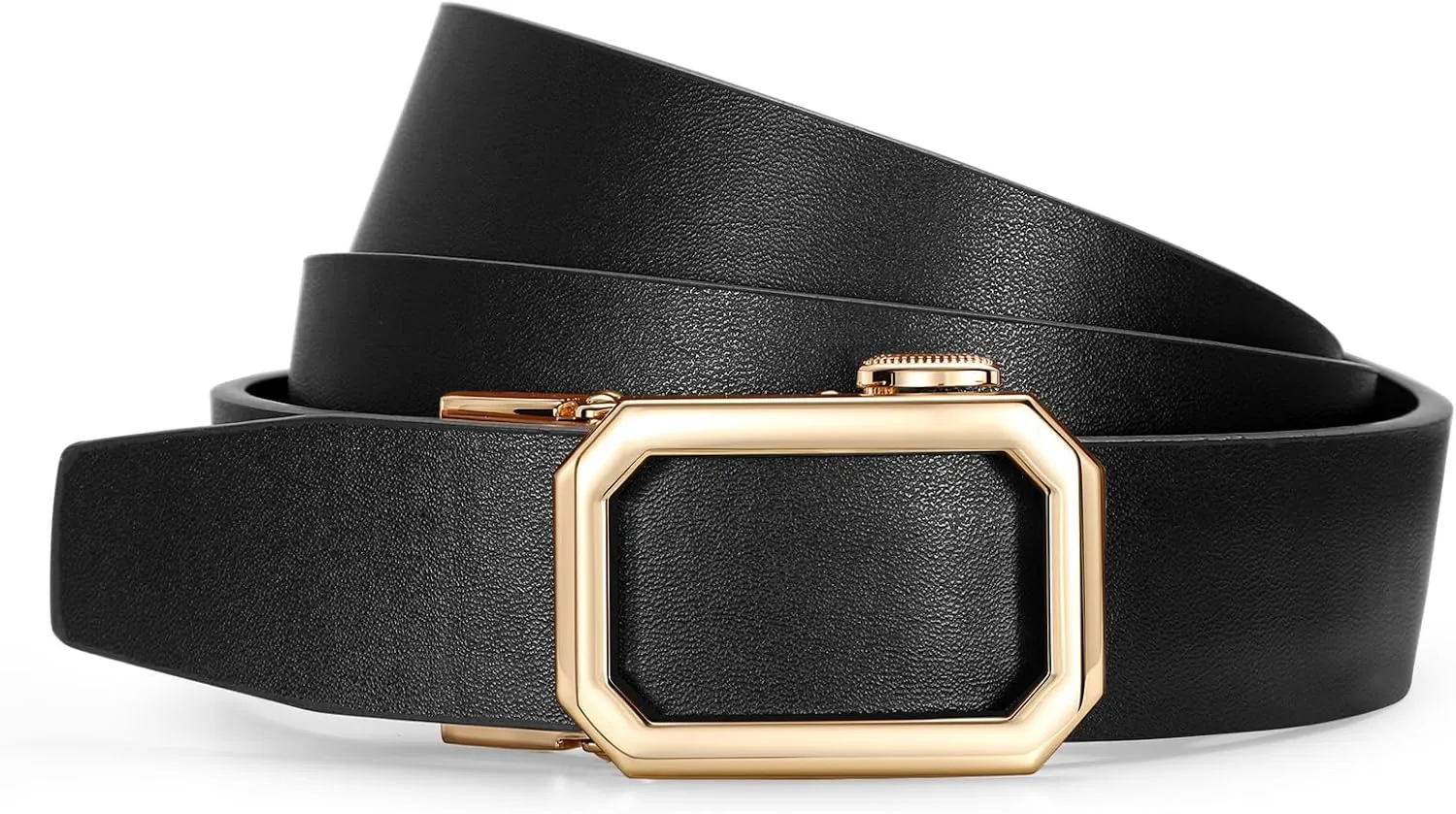 SUOSDEY Women Leather Ratchet Belt for Jeans Pants with Automatic Sliding Buckle, Adjustable Belt for Ladies, Width 1.2"