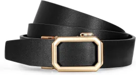 SUOSDEY Women Leather Ratchet Belt for Jeans Pants with Automatic Sliding Buckle, Adjustable Belt for Ladies, Width 1.2"