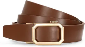 SUOSDEY Women Leather Ratchet Belt for Jeans Pants with Automatic Sliding Buckle, Adjustable Belt for Ladies, Width 1.2"