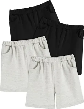 Toddler Boy Shorts 4Pack Athletic Shorts Baby Boys Casual Jogger Active Elastic Waistband Quick Dry Knit Shorts