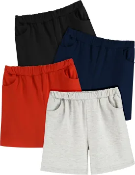 Toddler Boy Shorts 4Pack Athletic Shorts Baby Boys Casual Jogger Active Elastic Waistband Quick Dry Knit Shorts