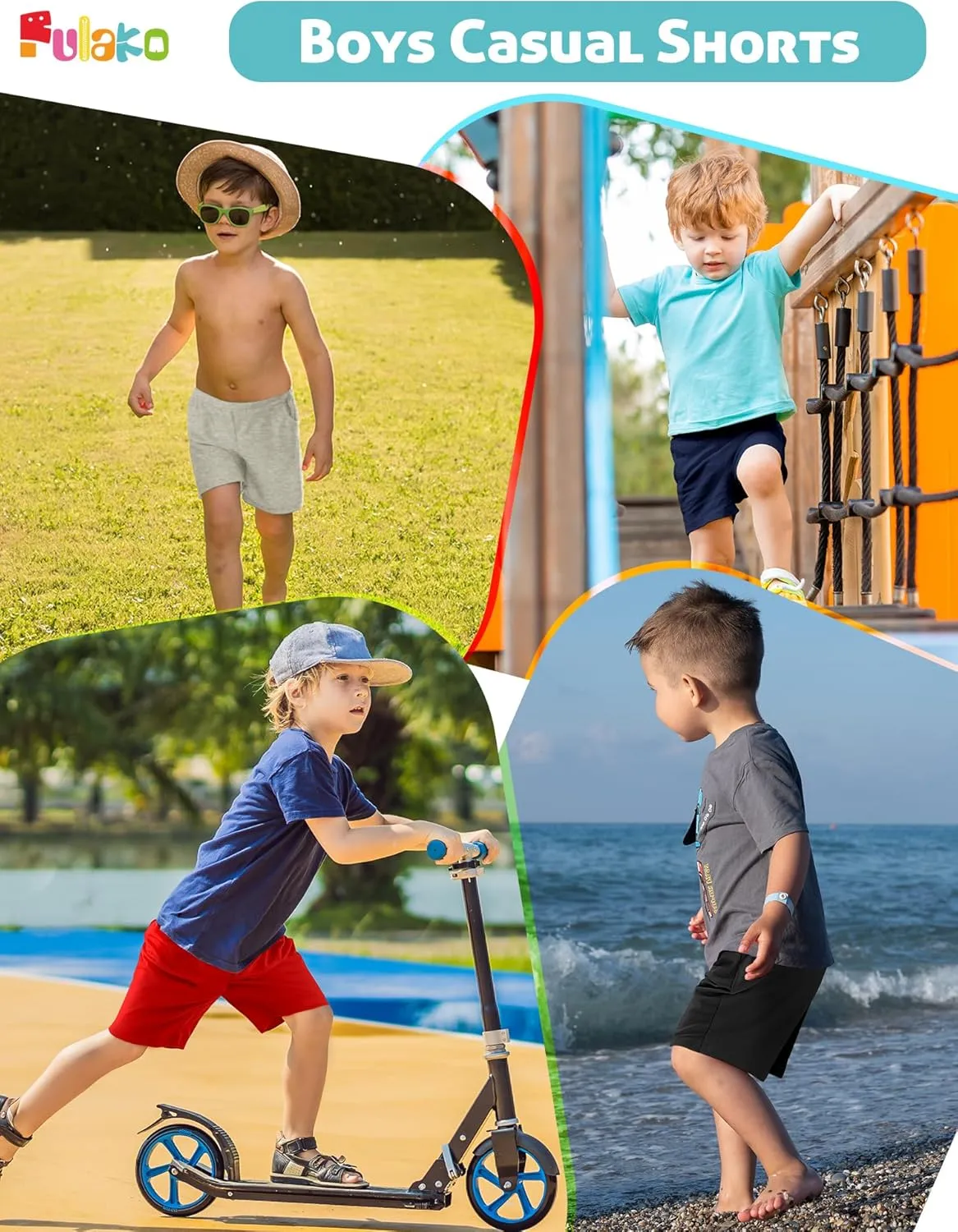 Toddler Boy Shorts 4Pack Athletic Shorts Baby Boys Casual Jogger Active Elastic Waistband Quick Dry Knit Shorts