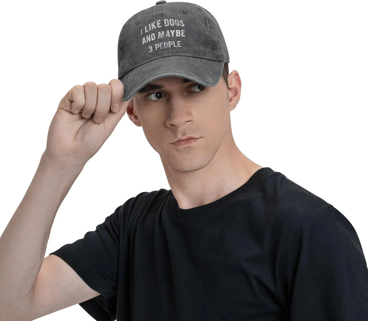 WAYMAY I Like Dogs and Maybe 3 People Unisex Adult Cowboy Hat Full Cotton Curved Brim Baseball Cap
