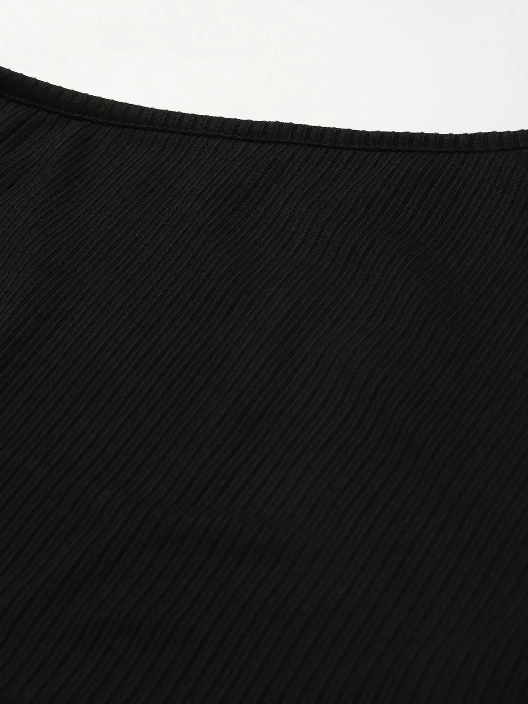 Women Charcoal Rib One Shoulder Crop Top