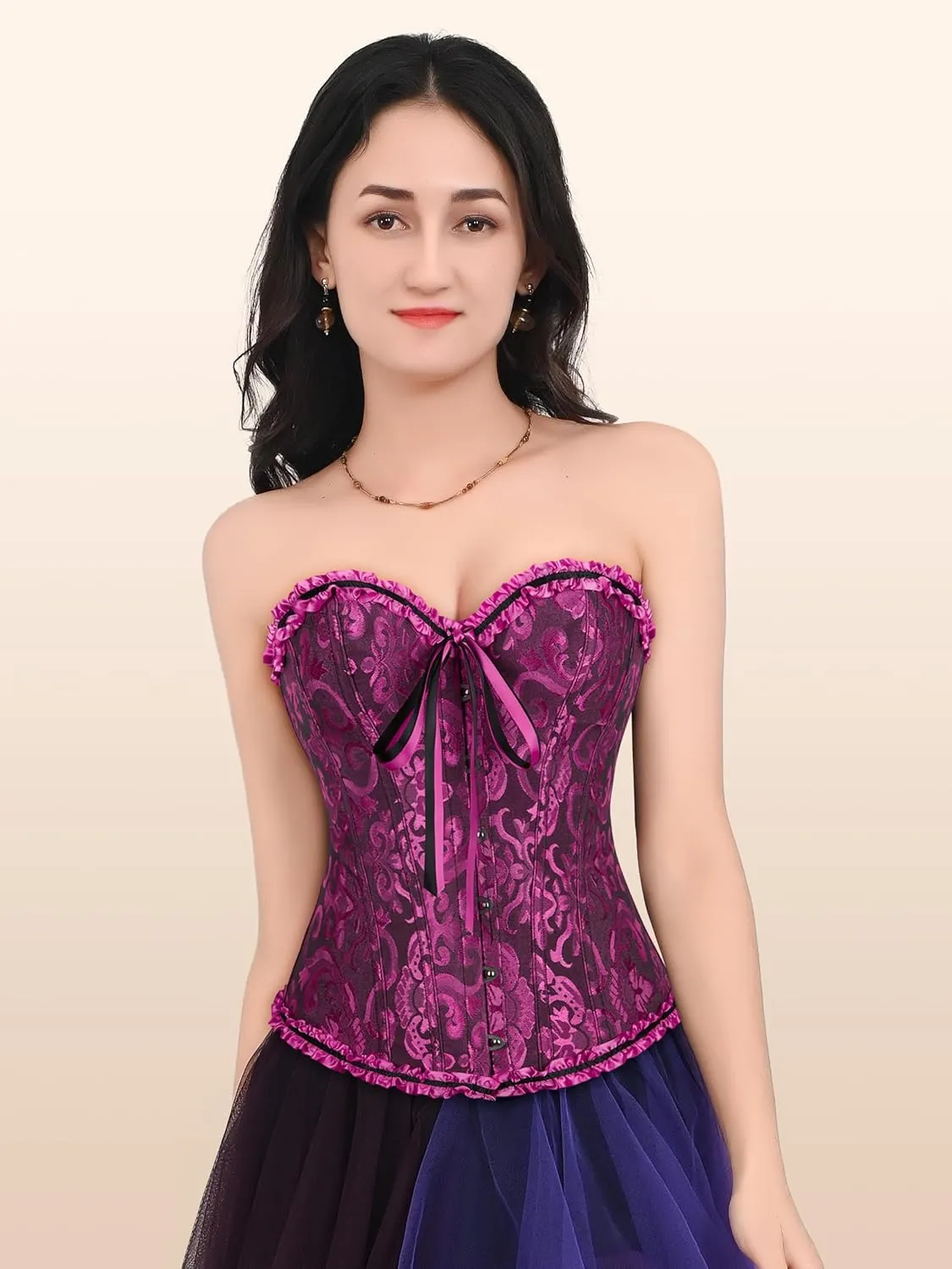 Zhitunemi Black Corset Top for Women Pirate Corsets Shapewear Steampunk Corset Overbust